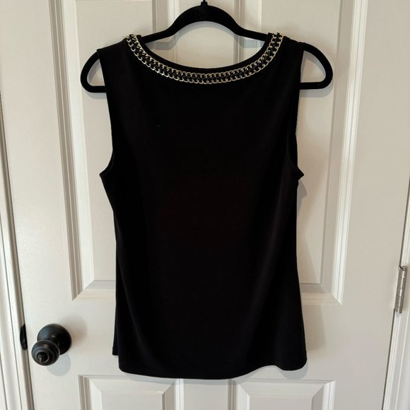 Black Calvin Klein Sleeveless Blouse with Gold Chain - Size Medium - Picture 6 of 6